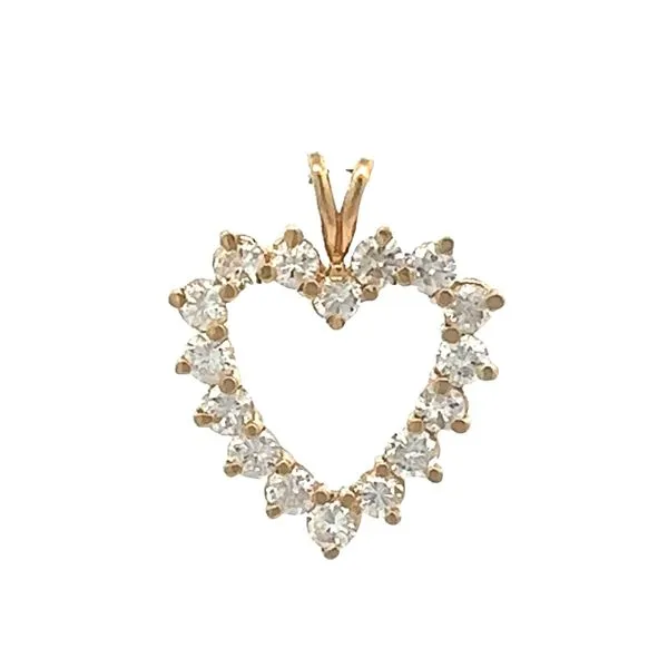 14K Yellow Gold Round Brilliant Cut Diamond Heart Pendant Classic Creations In Diamonds & Gold Venice, FL