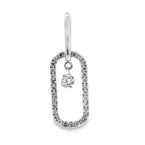 14K White Gold Micro Pavè Paperclip With Dangling Diamond Pendant Classic Creations In Diamonds & Gold Venice, FL