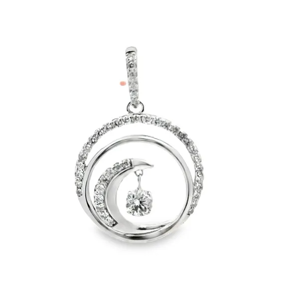 14K White Gold Micro Pavè Diamond Wave With Dangling Diamond Pendant Classic Creations In Diamonds & Gold Venice, FL
