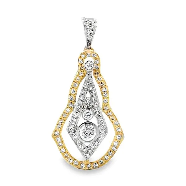 14K White And Yellow Gold Filigree Style Pavè Diamond Chandelier Pendant Classic Creations In Diamonds & Gold Venice, FL