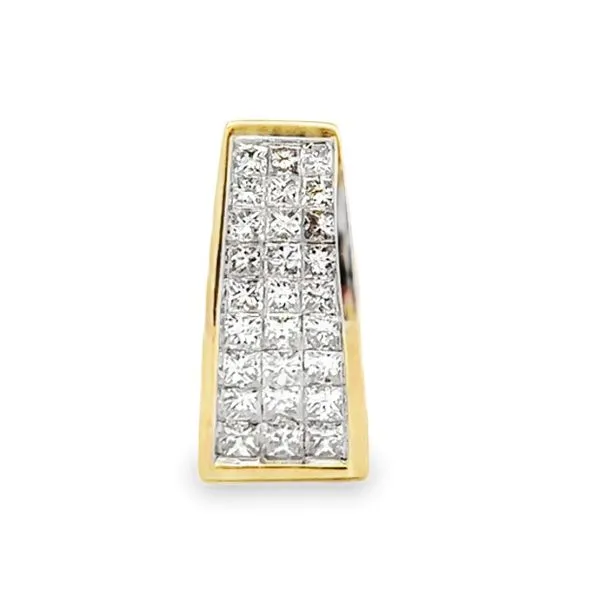 14K Yellow Gold  Invisibly Set Princess Cut 1.0ct. Diamond Cluster Pendant Classic Creations In Diamonds & Gold Venice, FL