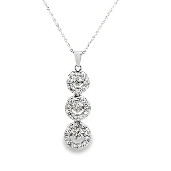 14K White Gold 1.25ct. Diamond Halos Pendant Twisted Serpentine Necklace Classic Creations In Diamonds & Gold Venice, FL