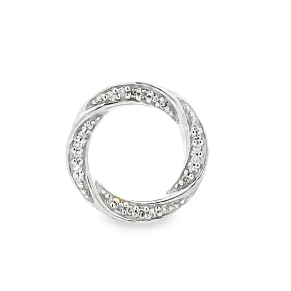 14K White Gold Polished And Micro Pavè Diamond Circle Pendant Classic Creations In Diamonds & Gold Venice, FL