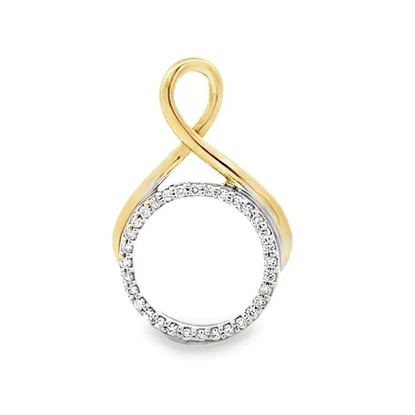14K Yellow And White Gold Micro Pavè Diamond Wishbone Top Circle Polished Pendant Classic Creations In Diamonds & Gold Venice, FL