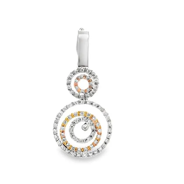 14K Yellow And White Gold 1.0ct. Micro Pavè Diamond Multi Circle Dangle Pendant Classic Creations In Diamonds & Gold Venice, FL