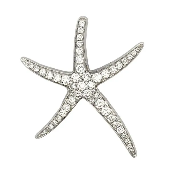14K White Gold Pavè Diamond Starfish Pendant Classic Creations In Diamonds & Gold Venice, FL