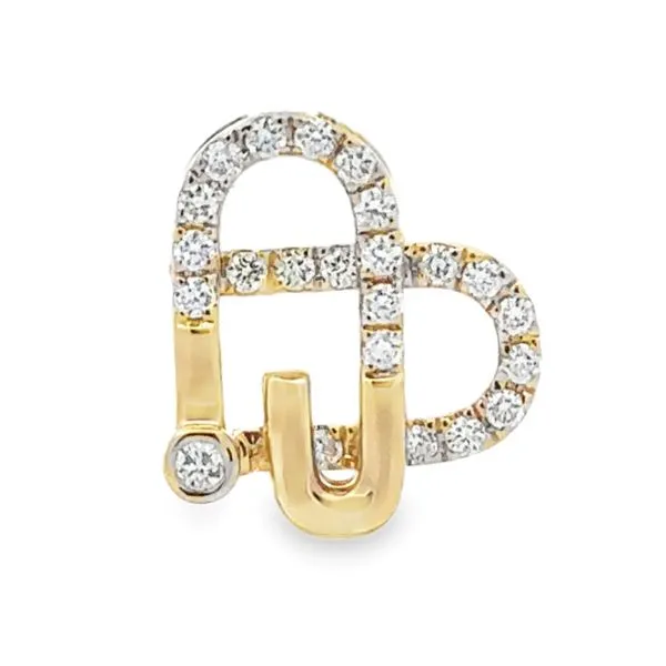 14K Yellow And White Gold Transformable Micro Pavè Round Brilliant Cut Diamond Heart/Safety Pin Pendant Classic Creations In Diamonds & Gold Venice, FL