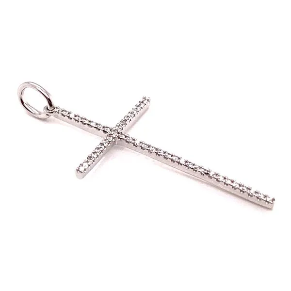 14K White Gold Micro Pavé Diamond Cross Pendant Image 2 Classic Creations In Diamonds & Gold Venice, FL
