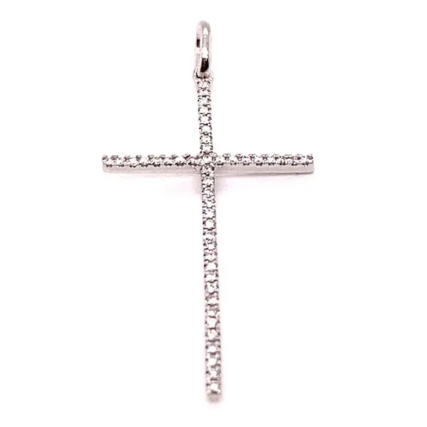 14K White Gold Micro Pavé Diamond Cross Pendant Classic Creations In Diamonds & Gold Venice, FL
