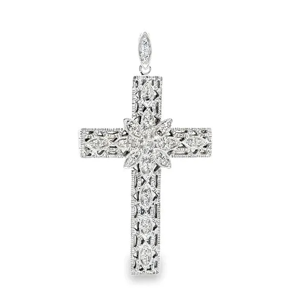 Filigree Diamond Cross Pendant Classic Creations In Diamonds & Gold Venice, FL