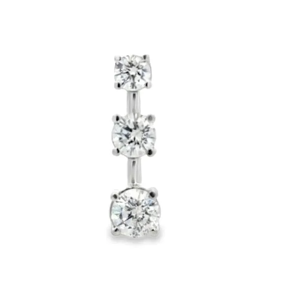 14K White Gold 3 RBC Vertical Diamond Pendant 1.30ct GH SI3 1.7 DWT Classic Creations In Diamonds & Gold Venice, FL