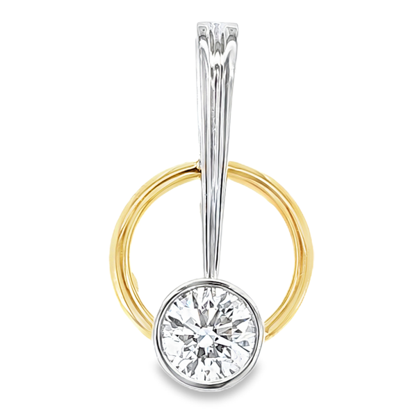 14K Yellow Gold Bezel Set Round Diamond Circle Pendant 1.48 CT Classic Creations In Diamonds & Gold Venice, FL