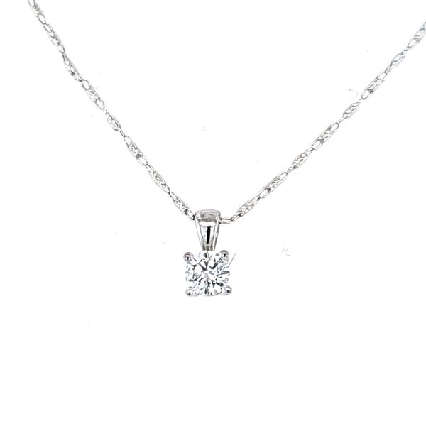14K White Gold Round Brilliant Diamond Solitaire Necklace 0.25 CT Classic Creations In Diamonds & Gold Venice, FL