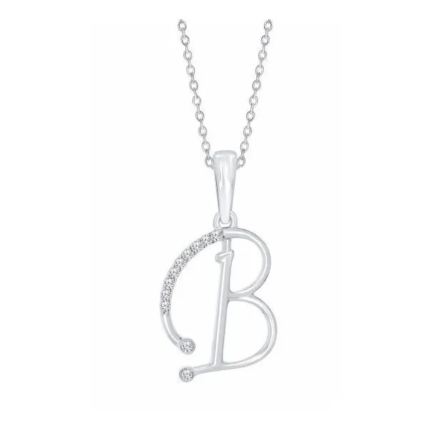 10K "B" Diamond Initial Necklace Classic Creations In Diamonds & Gold Venice, FL