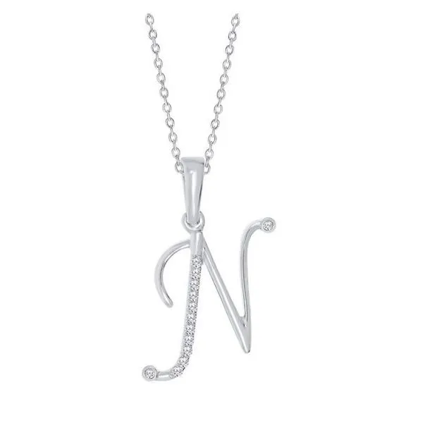 10K "N" Diamond Initial Necklace Classic Creations In Diamonds & Gold Venice, FL