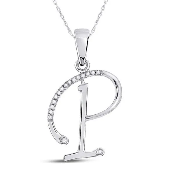 10K White Gold Diamond Initial  
