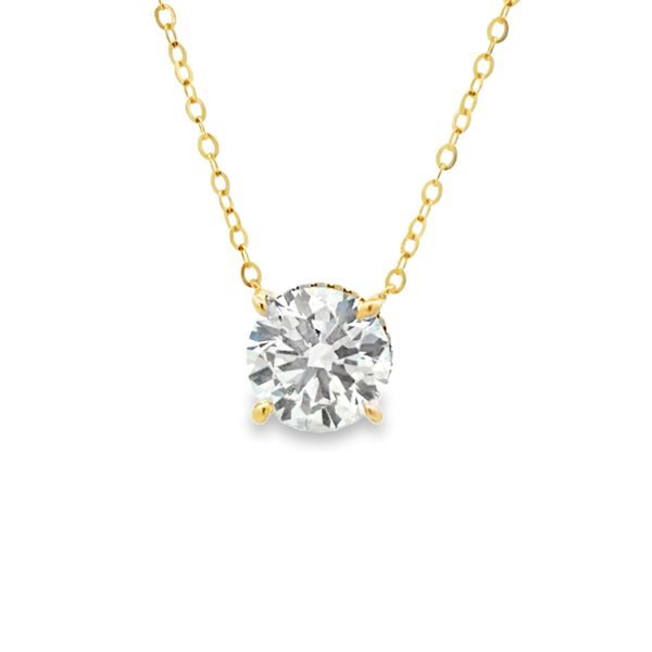 14K Yellow Gold Lab-Grown 2.50 CT Diamond Halo Necklace | E–F VS2 Classic Creations In Diamonds & Gold Venice, FL