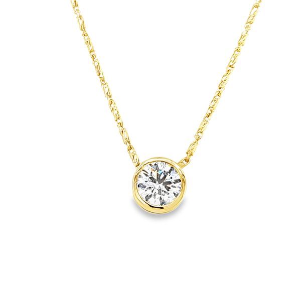 14K Yellow Gold Lab-Grown Bezel-Set Round Brilliant Diamond Necklace – 2.01 CT | 18 Inch Razzo Chain Classic Creations In Diamonds & Gold Venice, FL