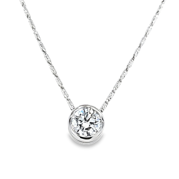 14K White Gold Lab-Grown Bezel-Set Round Brilliant Diamond Necklace – 2.01 CT | 18 Inch Razzo Chain Classic Creations In Diamonds & Gold Venice, FL
