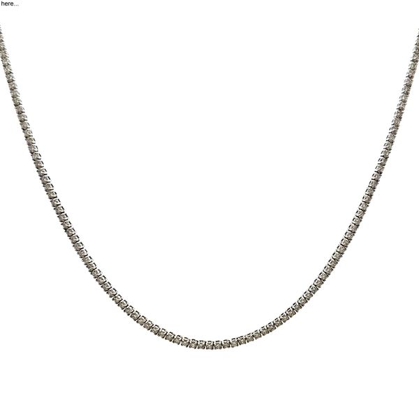 Lab Grown Diamond Tennis Necklace 6.76 CTW | 14K White Gold 16-Inch 4-Prong Necklace Classic Creations In Diamonds & Gold Venice, FL