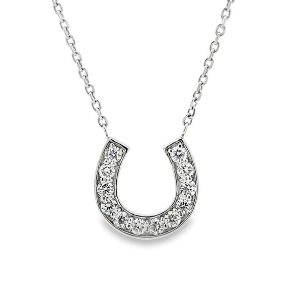 Lab Grown Diamond Horseshoe Necklace 1.00 CTW 14K White Gold Classic Creations In Diamonds & Gold Venice, FL