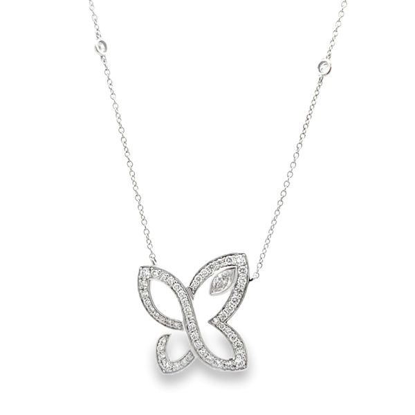 Lab Grown 14K White Gold Diamond Butterfly Station Necklace 1.44 CTW Classic Creations In Diamonds & Gold Venice, FL