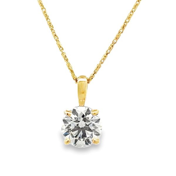 Lab Grown 14K Yellow Gold Round Diamond Solitaire Pendant 2.00 CT Classic Creations In Diamonds & Gold Venice, FL