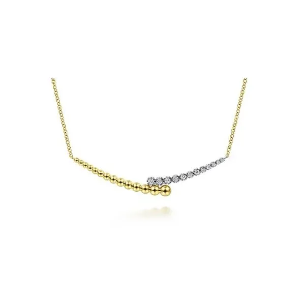 14K Yellow-White Gold Bujukan Diamond  Bar Necklace  Classic Creations In Diamonds & Gold Venice, FL