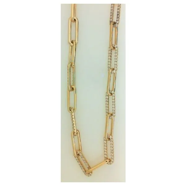 14K Yellow Gold Diamond Paperclip Necklace Classic Creations In Diamonds & Gold Venice, FL