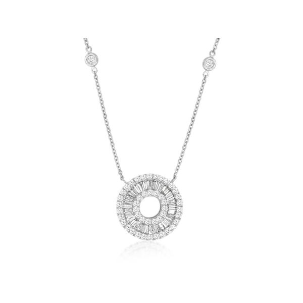 Micro Pave' Diamond & Baguette Circle Necklace Classic Creations In Diamonds & Gold Venice, FL