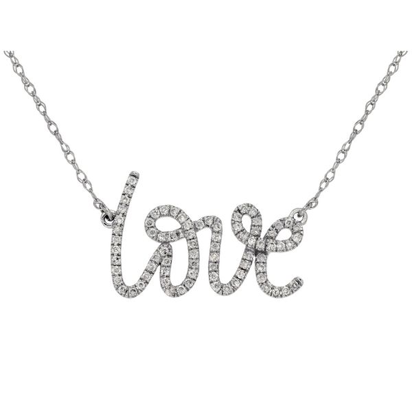 Cursive Font Diamond Love Necklace Classic Creations In Diamonds & Gold Venice, FL