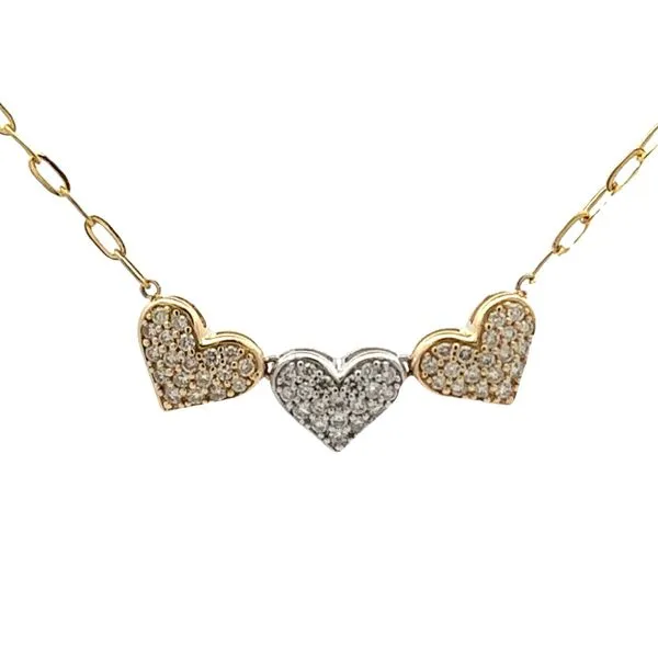 Pave' Diamond Triple Heart Necklace Classic Creations In Diamonds & Gold Venice, FL