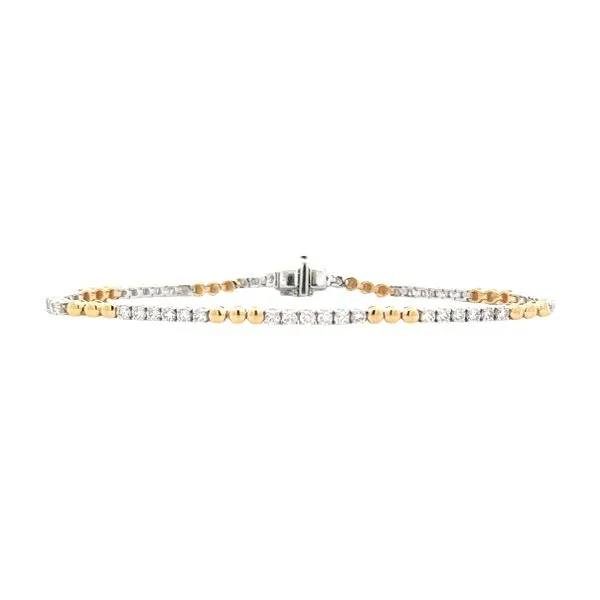 Diamond & Polished Bead Line Bracelet Classic Creations In Diamonds & Gold Venice, FL