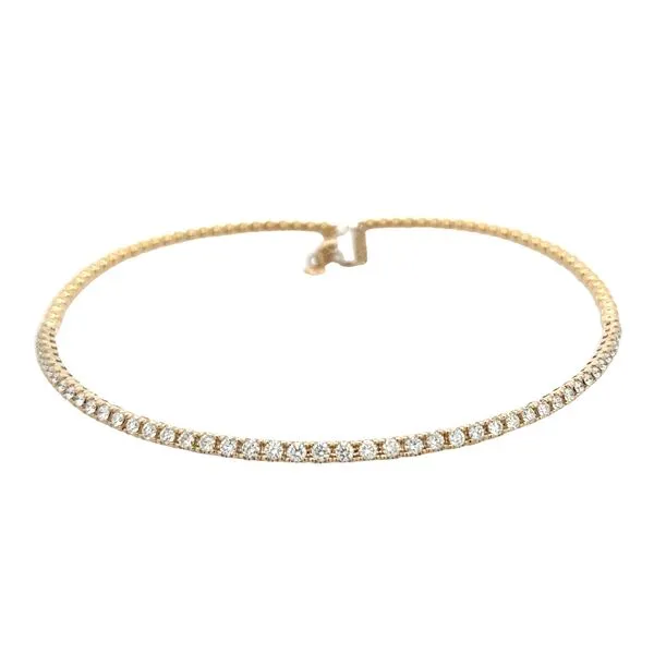 14K Yellow Gold Diamond Line Springy Beads Choker Adjustable Length Necklace Classic Creations In Diamonds & Gold Venice, FL