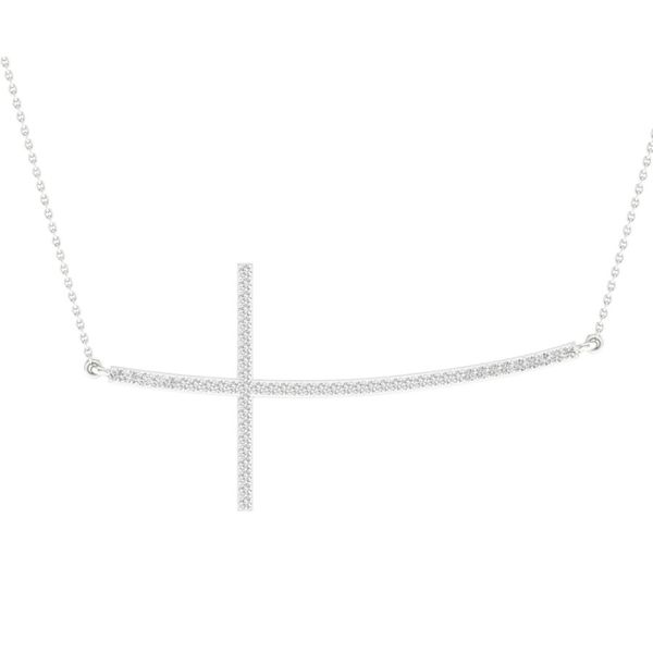 Diamond Sideways Cross Necklace Classic Creations In Diamonds & Gold Venice, FL