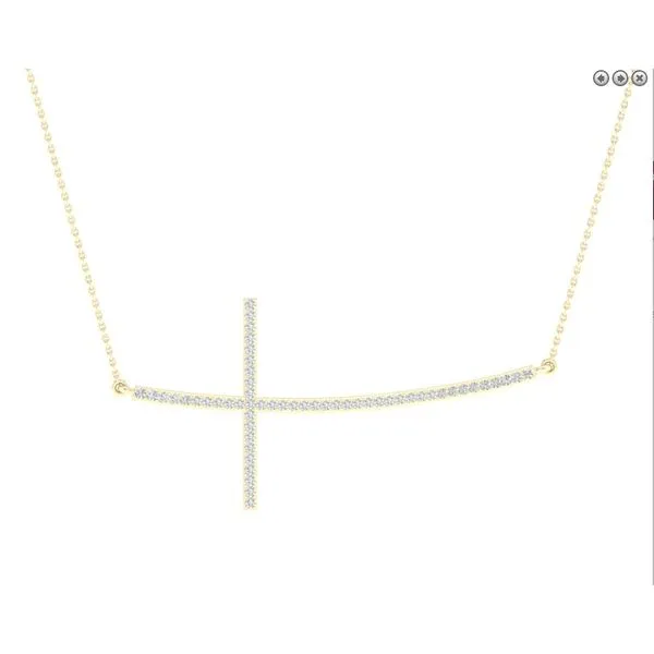 Rose Gold Diamond Sideways Cross Necklace Classic Creations In Diamonds & Gold Venice, FL