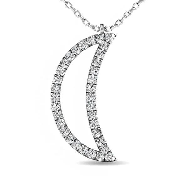 Pave' Diamond Crescent Moon Necklace Classic Creations In Diamonds & Gold Venice, FL