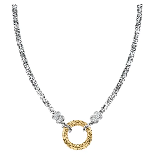 Alisa 18K Yellow Gold-Plated Stainless Steel Traversa Diamond Weave Circle Double Strand Cable Chain Necklace Classic Creations In Diamonds & Gold Venice, FL