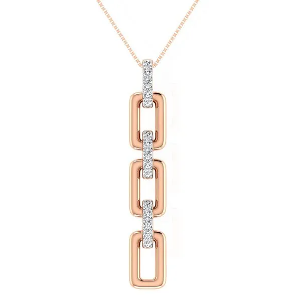 DOOR BUSTER SPECIAL Pave' Diamond & Polished Link Drop Pendant Classic Creations In Diamonds & Gold Venice, FL