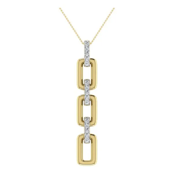 DOOR BUSTER SPECIAL Pave' Diamond & Polished Link Drop Pendant Classic Creations In Diamonds & Gold Venice, FL