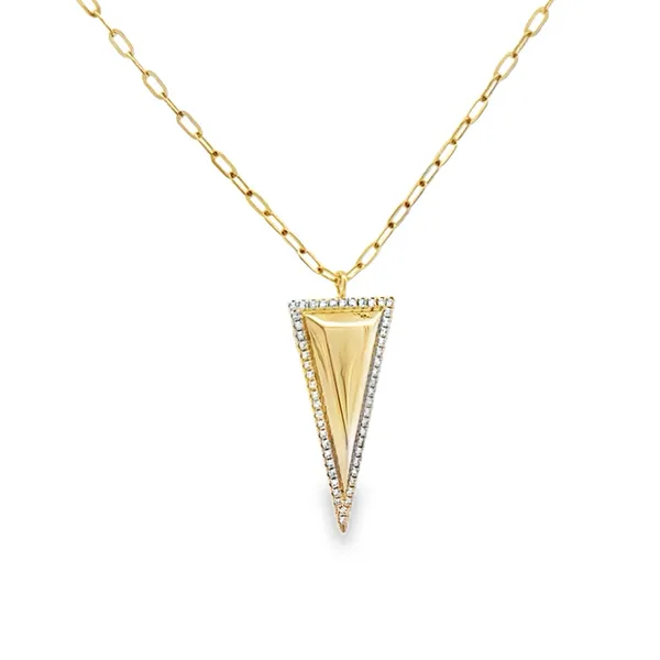 14K Yellow Gold Micro Pavé Diamond Triangle Necklace with Paperclip Chain – 0.12ct Classic Creations In Diamonds & Gold Venice, FL