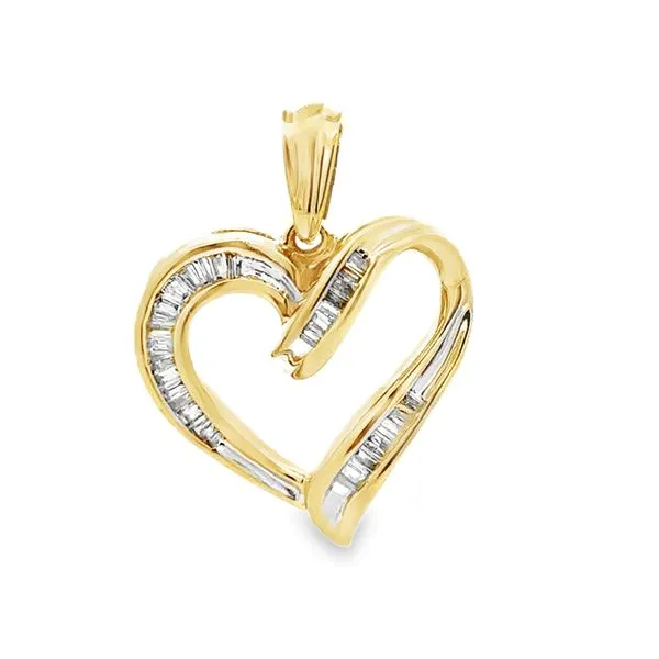 .50ct. TW Channel Set Diamond Baguette Heart Pendant Classic Creations In Diamonds & Gold Venice, FL