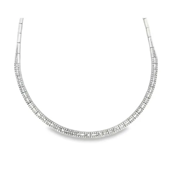 14K White Gold Baguette And Micro Pavè Round Diamond Necklace Classic Creations In Diamonds & Gold Venice, FL