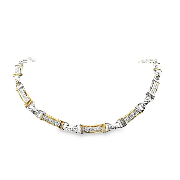 Polished & Pave' Diamond Chunky Style Necklace Classic Creations In Diamonds & Gold Venice, FL