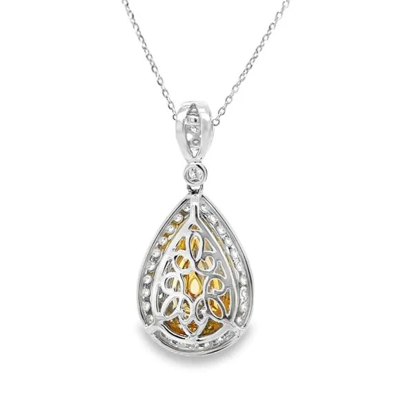 18K White Gold Yellow Pear Diamond, Yellow And White Diamond Halo Pendant Station Necklace Image 3 Classic Creations In Diamonds & Gold Venice, FL