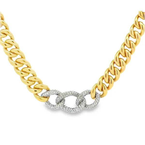 18K Pave' Diamond Encrusted Cuban Link Necklace Classic Creations In Diamonds & Gold Venice, FL