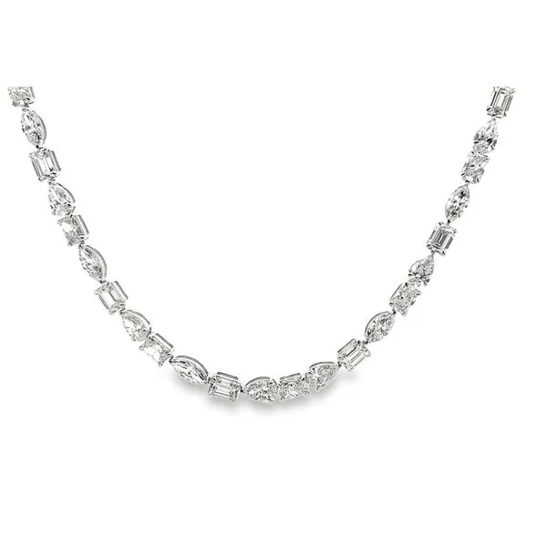 14K White Gold Lab Grown Mixed Shape Diamond Necklace Classic Creations In Diamonds & Gold Venice, FL