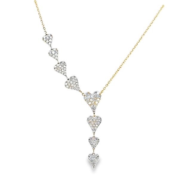 14K Yellow Gold Pave Diamond Heart Dangle Necklace 0.75 CT Adjustable Chain | 1.7 DWT Classic Creations In Diamonds & Gold Venice, FL
