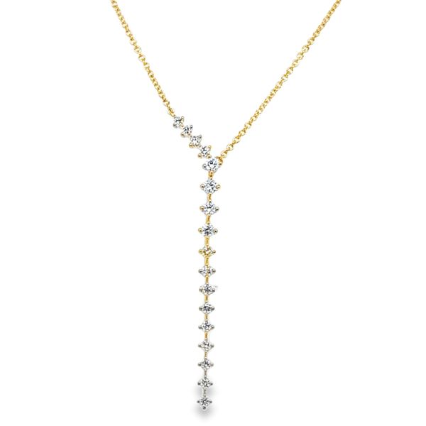 14K Yellow Gold Vertical Drop Diamond Bar Necklace 0.50 CT Adjustable Cable Chain | 2.1 DWT Classic Creations In Diamonds & Gold Venice, FL