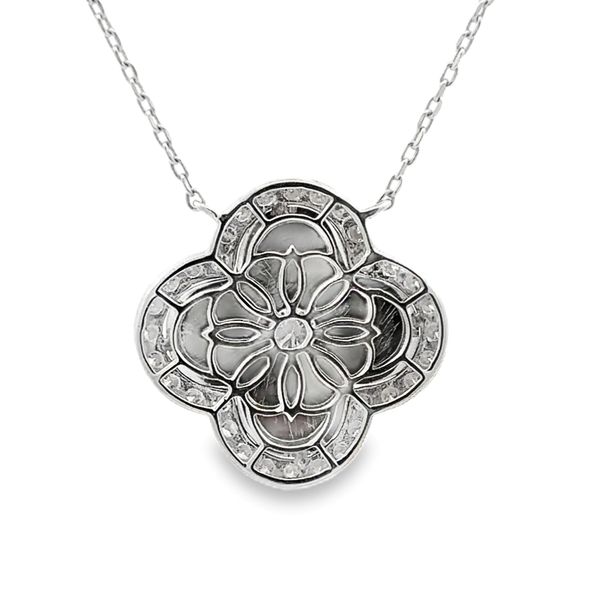 14K Two-Tone Gold Diamond Clover Necklace | .95 CTW | Cable Chain Image 2 Classic Creations In Diamonds & Gold Venice, FL